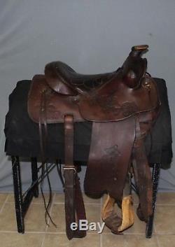RARE Fallis Balanced Ride Saddle 15 Seat Western Gaited Trail vintage Original