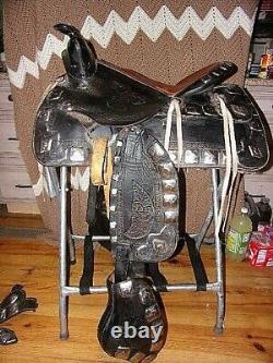 RARE TED FLOWERS Horse & Deer head Western Parade Saddle Tapaderos breastplate