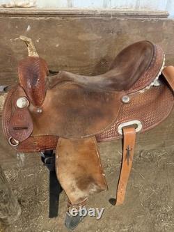RS Barrel Racing Western Saddle, Brown Leather Traditional 15 in Seat CL1036