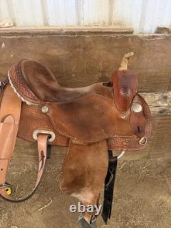 RS Barrel Racing Western Saddle, Brown Leather Traditional 15 in Seat CL1036