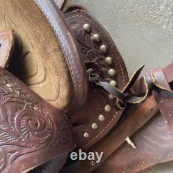 Ralide Vintage Western Leather Sheep Fleece Adult Horse Saddle 3712024
