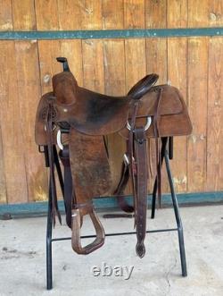 Ranch Cutter Chocolate Full Rough Out Western Cow Horse Saddle 15 5