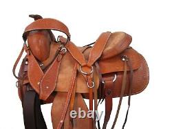 Ranch Roping Saddle Pro Western Used Leather Horse Pleasure Tack Set 15 16 17 18