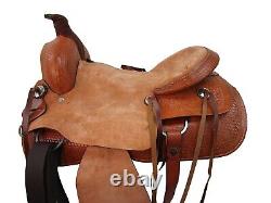 Ranch Roping Saddle Pro Western Used Leather Horse Pleasure Tack Set 15 16 17 18