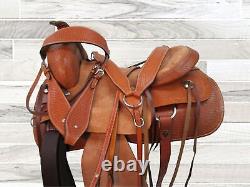 Ranch Roping Saddle Pro Western Used Leather Horse Pleasure Tack Set 15 16 17 18