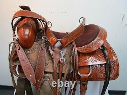 Ranch Saddle Used Western Roping Horse Pleasure Tooled Leather Tack 15 16 17 18
