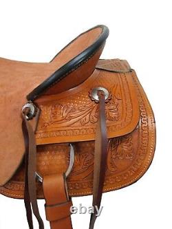 Ranch Western Saddle Pleasure Trail Tooled Leather Horse Used Tack 18 17 16 15