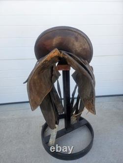 Rare 1890s SC Gallup Pueblo Style Slick Fork Saddle with Brass Horn