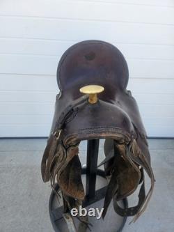 Rare 1890s SC Gallup Pueblo Style Slick Fork Saddle with Brass Horn