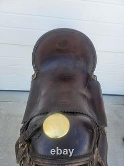 Rare 1890s SC Gallup Pueblo Style Slick Fork Saddle with Brass Horn