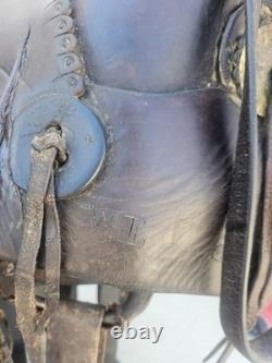 Rare 1890s SC Gallup Pueblo Style Slick Fork Saddle with Brass Horn