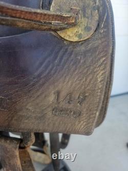 Rare 1890s SC Gallup Pueblo Style Slick Fork Saddle with Brass Horn