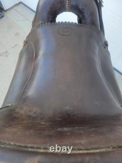 Rare 1890s SC Gallup Pueblo Style Slick Fork Saddle with Brass Horn