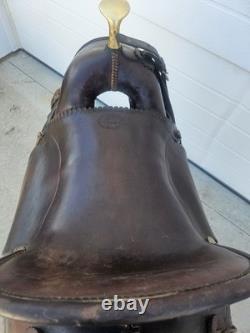Rare 1890s SC Gallup Pueblo Style Slick Fork Saddle with Brass Horn