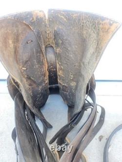 Rare 1890s SC Gallup Pueblo Style Slick Fork Saddle with Brass Horn