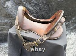Rare Antique 1904 Army Leather Horse Saddle By P. C Co & ID'D A. H. B 11 1/2 Inch
