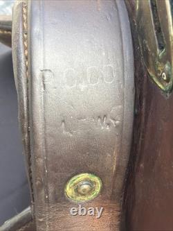 Rare Antique 1904 Army Leather Horse Saddle By P. C Co & ID'D A. H. B 11 1/2 Inch