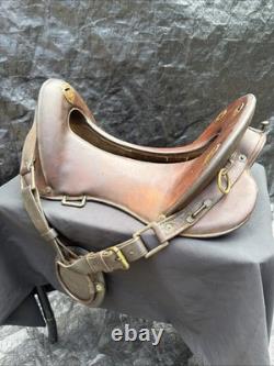 Rare Antique 1904 Army Leather Horse Saddle By P. C Co & ID'D A. H. B 11 1/2 Inch