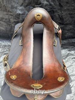 Rare Antique 1904 Army Leather Horse Saddle By P. C Co & ID'D A. H. B 11 1/2 Inch