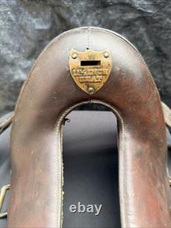 Rare Antique 1904 Army Leather Horse Saddle By P. C Co & ID'D A. H. B 11 1/2 Inch
