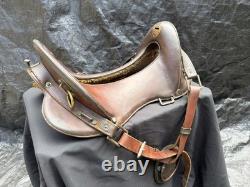 Rare Antique 1904 Army Leather Horse Saddle By P. C Co & ID'D A. H. B 11 1/2 Inch