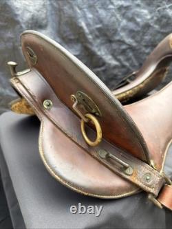 Rare Antique 1904 Army Leather Horse Saddle By P. C Co & ID'D A. H. B 11 1/2 Inch