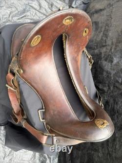 Rare Antique 1904 Army Leather Horse Saddle By P. C Co & ID'D A. H. B 11 1/2 Inch