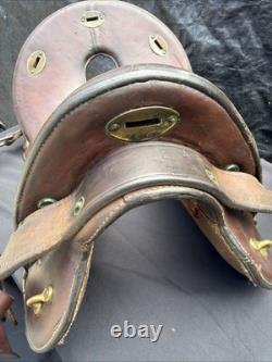 Rare Antique 1904 Army Leather Horse Saddle By P. C Co & ID'D A. H. B 11 1/2 Inch