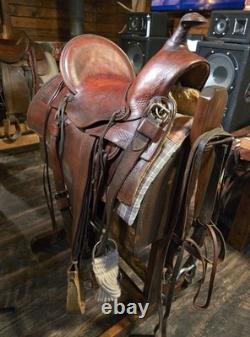 Rare Antique Western Military/Forest Service Saddle With Horseshoe Nail Pouch