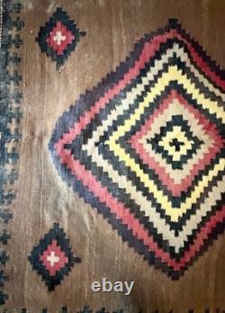 Rare Vintage Navajo Native American Transitional Saddle Blanket Late 1890's