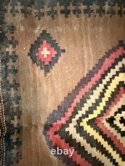 Rare Vintage Navajo Native American Transitional Saddle Blanket Late 1890's