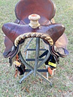 Riders Choice 16 Western Barrel Racer Saddle Tooled Leather Pleasure Trail USA