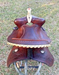 Riders Choice 16 Western Barrel Racer Saddle Tooled Leather Pleasure Trail USA