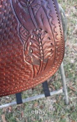 Riders Choice 16 Western Barrel Racer Saddle Tooled Leather Pleasure Trail USA