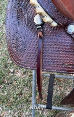 Riders Choice 16 Western Barrel Racer Saddle Tooled Leather Pleasure Trail USA