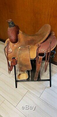 Robert Teskeys Ranch Roper Western Saddle Leather 15.5 Fqhb Horse Tack Rodeo