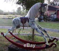 Rocking Horse, English or Western Saddle, Dapple Gray, 50 inch tall Haddon Horse