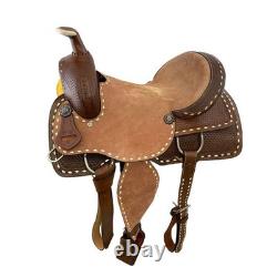 Roper Style Western Saddle with Basket Tooling & Buckstitch Trim FQHB 16 NEW