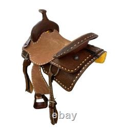 Roper Style Western Saddle with Basket Tooling & Buckstitch Trim FQHB 16 NEW