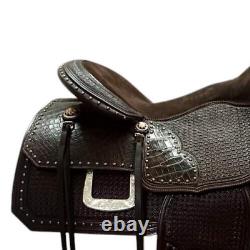 Roper saddle dark black color high quality leather with carbine tooling