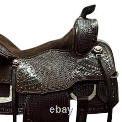 Roper saddle dark black color high quality leather with carbine tooling