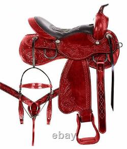 Roping Saddle Used Ranch Pleasure Tooled Leather Western Horse Tack Set 16 17