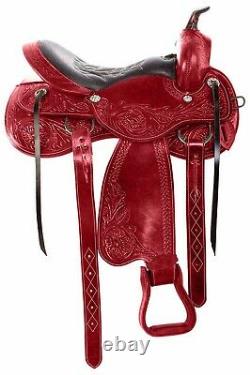 Roping Saddle Used Ranch Pleasure Tooled Leather Western Horse Tack Set 16 17