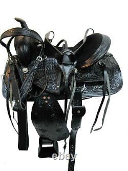 Roping Saddle Western Horse Tooled Leather 15 16 17 18 Used Pleasure Tack Set