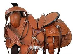 Roping Western Saddle Pleasure Trail Tooled Leather Horse Used Set 18 17 16 15
