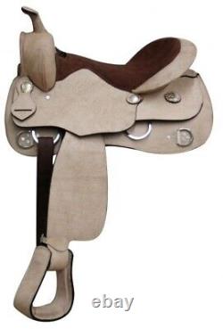 Rough Out Leather Training Saddle Western Saddle Full QH Bars 16 NEW