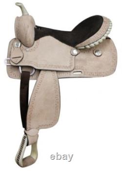 Rough Out Western Saddle with Silver Laced Rawhide Cantle Full QH Bars 16 NEW