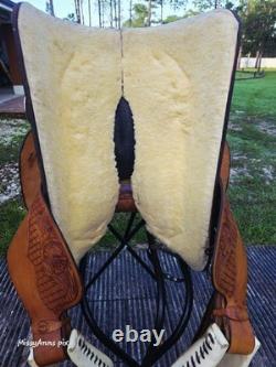 Ruff's 16 Brown Tooled Leather Roping saddle Model 520 sunflower tooling