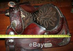 SALE VTG 14 Circle Y Brown Leather Professional Show Horse Western Saddle NICE4