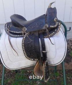 SIMCO Western Children's Black Saddle- 12 Seat -Silver Conchos & Accents-GREAT